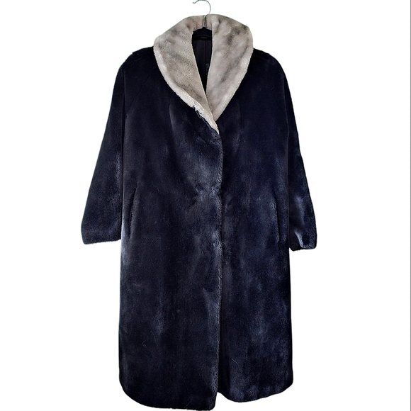 Vintage 1960's Princetons Ollegro Black Unstructured Long Faux Fur Coat - Picture 1 of 11